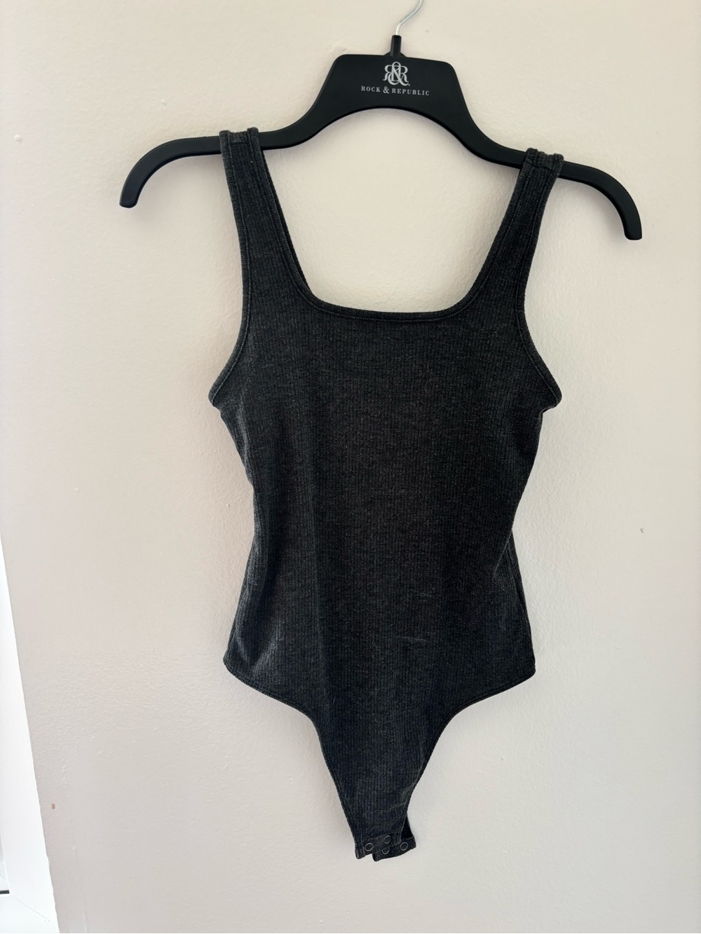 American Eagle Outfitters Charcoal Ribbed Tank Bodysuit